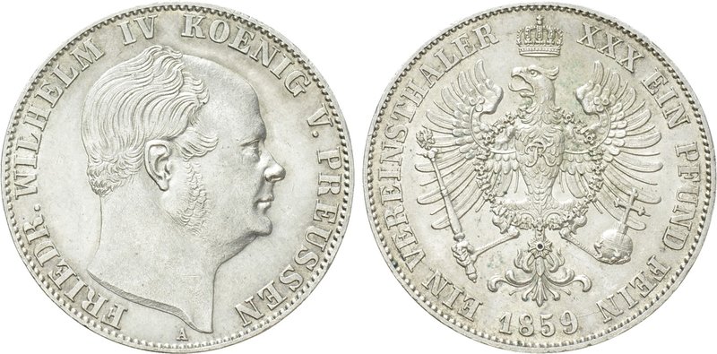GERMANY. Prussia. Friedrich Wilhelm IV (1840-1861). Vereinsthaler (1859 A). Berl...