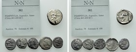 6 Greek Silver Coins; Kyzikos and Aspendos.