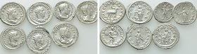 7 Roman Antoninianii and Denarii; Philippus the Arab, Severus Alexander etc.