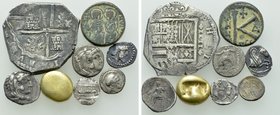 8 Greek, Byzantine and Spanish Coins; Including GOLD.