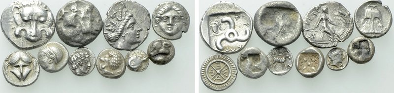 10 Greek Silver Coins; Lesbos, Neandreia etc. 

Obv: .
Rev: .

. 

Condit...