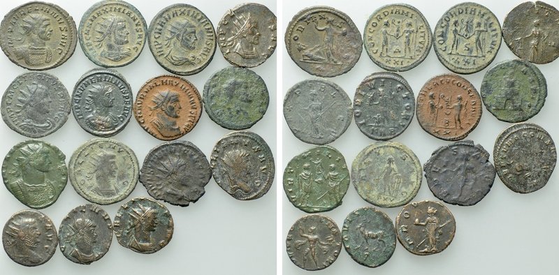 15 Antoniniani; Aurelianus, Gallienus etc. 

Obv: .
Rev: .

. 

Condition...