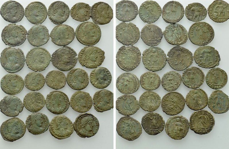 27 Late Roman Coins; Valentinian, Valens etc. 

Obv: .
Rev: .

. 

Condit...