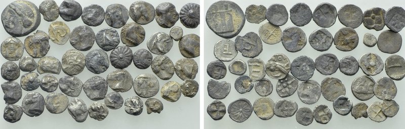 Circa 45 Greek Fractions. 

Obv: .
Rev: .

. 

Condition: Very fine.

W...