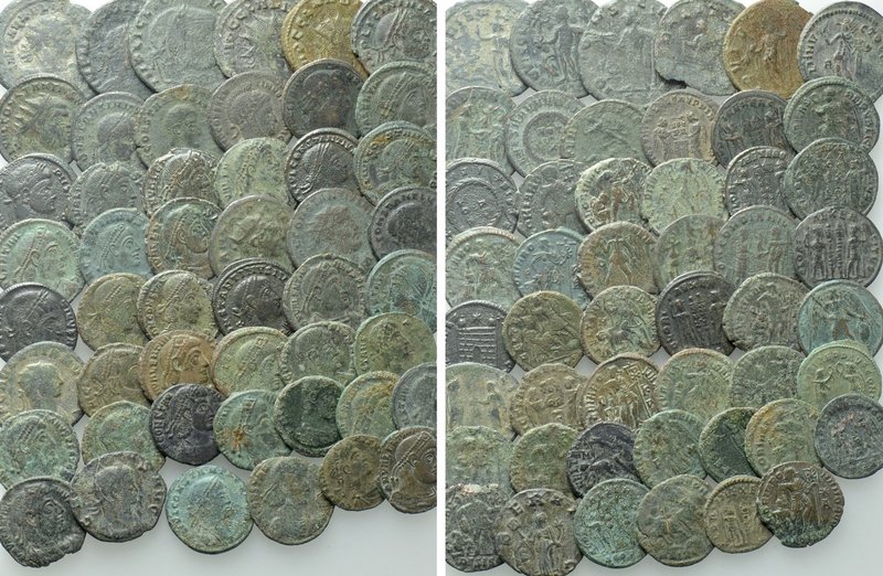 Circa 50 Roman Coins. 

Obv: .
Rev: .

. 

Condition: See picture.

Wei...