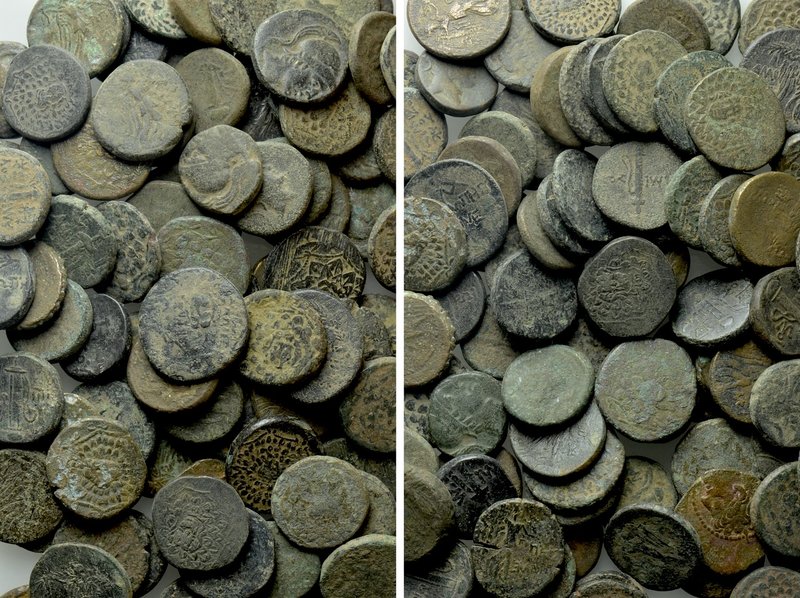 Circa 100 Greek Coins. 

Obv: .
Rev: .

. 

Condition: See picture.

We...