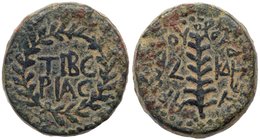 Judaea, Herodian Kingdom. Herod III Antipas. &AElig; Full denomination (18.87 g), 4 BCE-39 CE. Tiberias, RY 24 (20/1 CE). RY 24 (AD 20/1), TIBE/PIAC i...