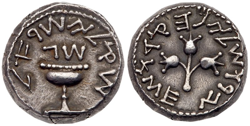Judaea, The Jewish War. Silver Shekel (14.17 g), 66-70 CE. Jerusalem, year 3 (68...