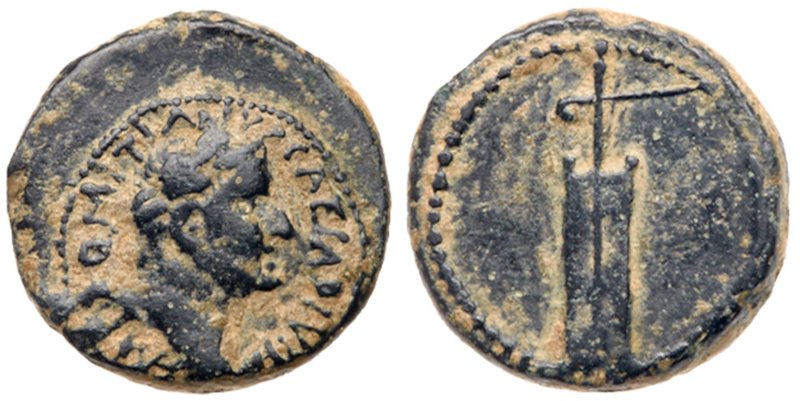 Judaea, Roman Administration. Domitian. &AElig; 14 (2.33 g), AD 81-96. Caesarea ...