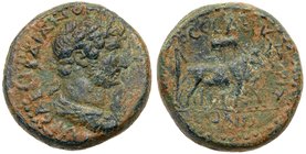Judaea, City Coinage, Aelia Capitolina (Jerusalem). Hadrian. &AElig; 23 (11.59 g), AD 117-138. Laureate, draped and cuirassed bust of Hadrian right. R...