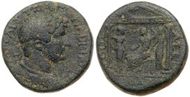 Judaea, City Coinage, Aelia Capitolina (Jerusalem). Hadrian. &AElig;26 (17.02 g), AD 117-138. Laureate, draped and cuirassed bust of Hadrian right. Re...