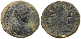 Judaea, City Coinage, Aelia Capitolina (Jerusalem). Elagabalus. &AElig; 25 (8.56 g), AD 218-222. Laureate, draped and cuirassed bust of Elagabalus rig...