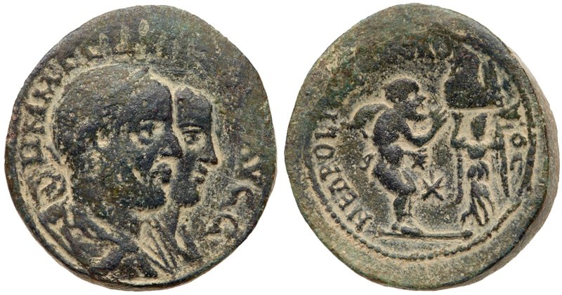 Samaria, City Coinage, Neapolis. Philip I & Philip II. &AElig; 28 (19.65 g), AD ...