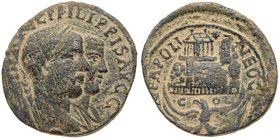 Samaria, City Coinage, Neapolis. Philip I & Philip II. &AElig; 27 (13.84 g), AD 244-249. Jugate busts right of Philip I and Philip II, both laureate, ...