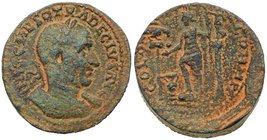 Judaea, City Coinage, Aelia Capitolina (Jerusalem). Trajan Decius. &AElig; 29 (14.06 g), AD 249-251. Laureate, draped and cuirassed bust of Trajan Dec...