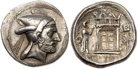 Kingdom of Persis. Bagadat (Bayadad). Silver Tetradrachm (16.63 g), Early-mid 3rd century BC. Head of Bagadat right, wearing kyrbasia with flaps tied ...