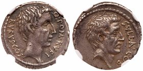 Q. Pompeius Rufus. Silver Denarius (3.76 g), 54 BC. Rome. Q POM RVFI before, RVFVS COS behind, bare head of the consul Q. Pompeius Rufus right. Revers...