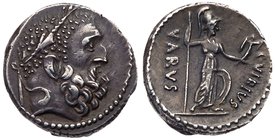 C. Vibius Varus. Silver Denarius (3.86 g), 42 BC. Rome. Laureate and bearded head of Hercules right. Reverse: C VIBIVC VARVS, Minerva standing right, ...