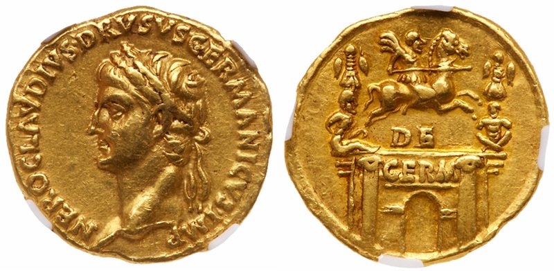 Nero Claudius Drusus. Gold Aureus (7.82 g), died 9 BC. Lugdunum, under Claudius,...