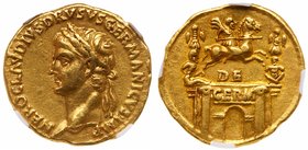 Nero Claudius Drusus. Gold Aureus (7.82 g), died 9 BC. Lugdunum, under Claudius, AD 41/2. NERO CLAVDIVS DRVSVS GERMANICVS IMP, laureate head of Nero C...