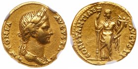 Antonia Minor, patriarch of the Claudians, Gold Aureus (7.73 g), Augusta, AD 37 and 41. Rome, under Claudius, ca. AD 41-45. ANTONIA AVGVSTA, draped bu...