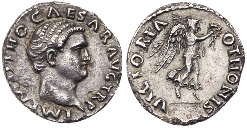 Otho. Silver Denarius (3.22 g), AD 69. Rome. IMP M OTHO CAESAR AVG TR P, bare he...