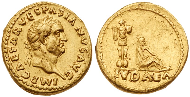 Vespasian. Gold Aureus (7.05 g), AD 69-79. 'Judaea Capta' type. Lugdunum mint, A...