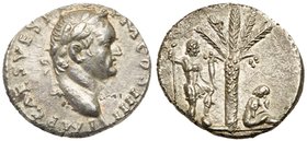 Vespasian. Silver Denarius (3.34 g), AD 69-79. Judaea Capta type. Antioch, AD 72/3. IMP CAES VESP AVG P M COS IIII, laureate head of Vespasian right. ...