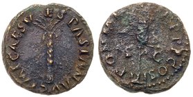 Vespasian. &AElig; Quadrans (2.43 g), AD 69-79. Judaea Capta type, Rome, AD 71. IMP CAES VESPASIAN AVG, palm tree. Reverse: PON M TR P P P COS III, S ...