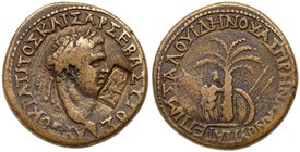 Titus. &AElig; 25 (12.27 g), as Caesar, AD 69-79. Judaea Capta type. Konon of Bithynia. M. Salvidenus Asprenas, proconsul. Laureate head of Titus righ...