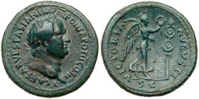 Titus. &AElig; As, as Caesar, AD 69-79. Judaea Capta type. Rome, under Vespasian, AD 72. T CAESAR VESPASIAN IMP III PON TR POT II COS II, laureate hea...