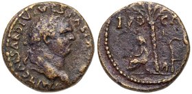 Titus. &AElig; Semis (4.50 g), AD 79-81. Judaea Capta type. Thracian mint(?), AD 80/1. IMP T CAESAR DIVI VESPAS F AVG, laureate head of Titus right. R...