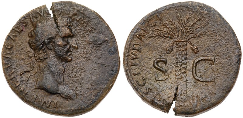 Nerva. &AElig; Sestertius (25.40 g), AD 96-98. Rome, AD 97. IMP NERVA CAES AVG P...