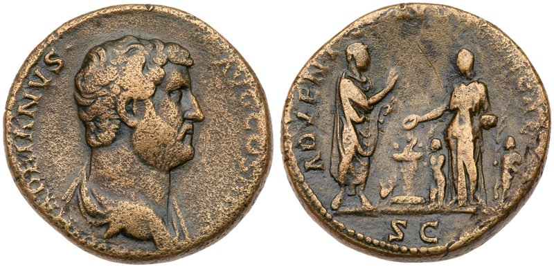 Hadrian. &AElig; Sestertius (24.19 g), AD 117-138. Rome, ca. AD 134-138. HADRIAN...