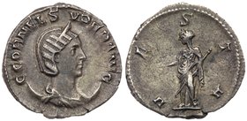 Cornelia Supera. Silver Antoninianus (3.71 g), Augusta, AD 253. Rome, under Aemilian. C CORNEL S-VPERA AVG, diademed and draped bust of Cornelia Super...