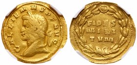 Gallienus, Gold Aureus (5.35 g) 253-268 AD. Mint of Mediolanum, struck AD 262. GALLIENVS P F AVG, laureate head of Gallienus left. Reverse: FIDES/MILI...