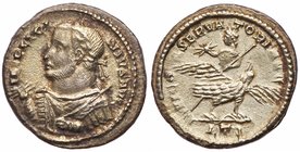 Licinius I. BI Argenteus (2.82 g), AD 308-324. Treveri, AD 309-313. IMP LICI-NIVS AVG, laureate, draped and cuirassed bust of Licinius I left, holding...