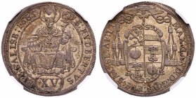 Salzburg. Max Gandolph Graf K&uuml;enburg (1668-1687). Silver XV Kreuzer 1685. (Probst 1673). Nicely toned. In NGC holder AU 58. Almost uncirculated. ...