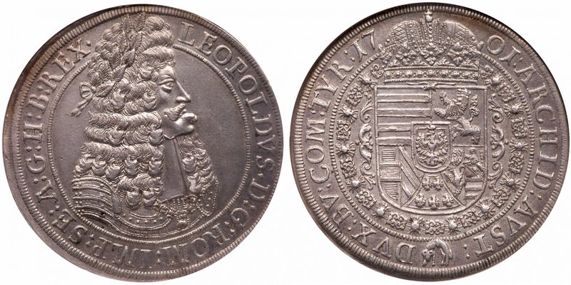 HRE Leopold I (1657-1705). Silver Taler, 1701. Hall. Older laureate, peruked and...