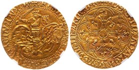 Brittany. Francois I (1442-1450). Gold Cavalier d'or, undated, 3.23g (Rennes). Armored duke on horseback galloping right with shield and sword raised....