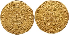 Philippe VI de Valois (1328-1350). Gold Couronne d'or, undated (5.43 g). Large royal crown surrounded by fleurs de lis within circle, legend around. +...