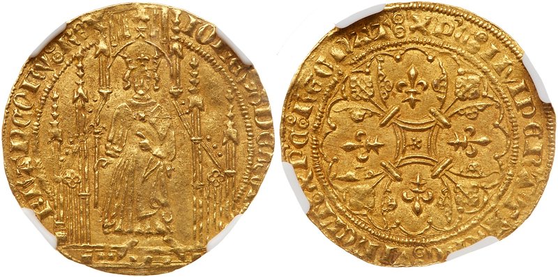 Jean II Le Bon (1350-1364). Gold Royal d'or, undated. King with sceptre, standin...