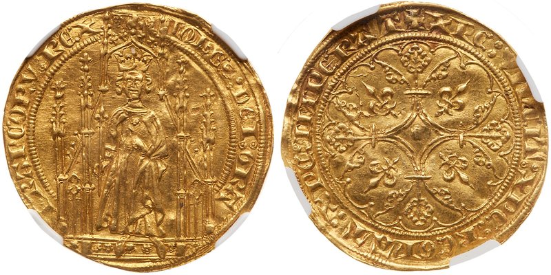 Jean II Le Bon (1350-1364). Gold Royal d'or, undated. King with sceptre, standin...