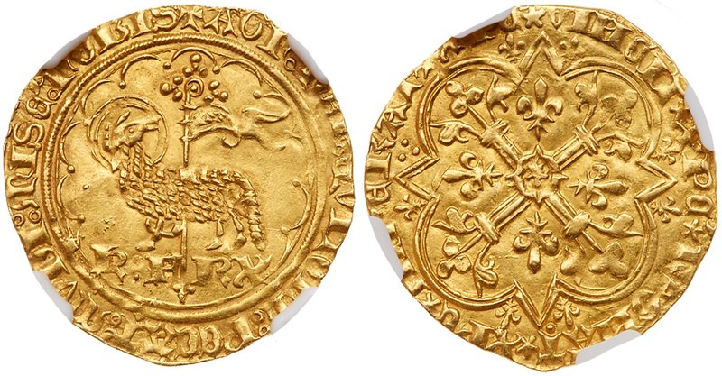 Charles VI (1380-1422). Gold Mouton or Agnel d'or Emission, undated (2.52g). Lam...