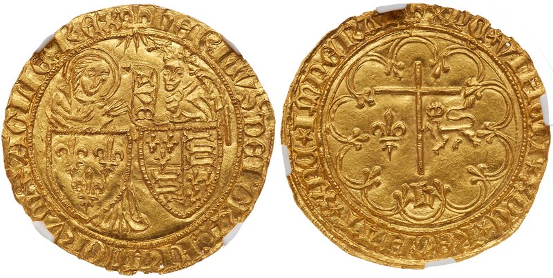 Henry VI, King of England and France (1422-1453). Gold Salut d'or, undated (3.46...