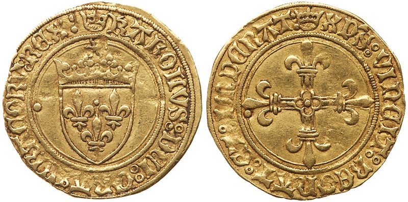 Louis XII (1498-1515). Gold Half Ecu d'or au soleil, undated (1.71g). Crowned ar...