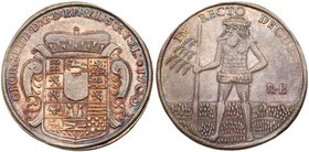 Brunswick-Luneburg. Georg Ludwig (1698-1727). Silver Taler, 1700-RB. Crown arms with leaping horse on crest. Rev. Wildman looking left holding tree in...