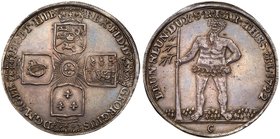 Brunswick-L&uuml;neburg. George I, King of England (1714-1727) Silver Taler, 1722-C. Crowned four shields in cross form. Rev. Wildman standing holding...