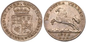 Brunswick-Luneburg. George II of England (1727-1760). Silver Taler, 1739-CPS. Crowned shield. Rev. Leaping horse left (Dav 2086; Welter 2560; KM 194.1...