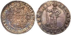 Brunswick-Wolfenb&uuml;ttel. Friedrich Ulrich (1613-1634). Silver Taler, 1624-HL. Crest with five helmets above. Rev. Wildman facing holding in right ...